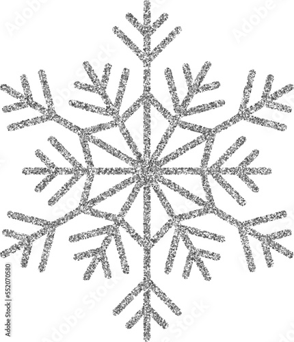 Silver Glitter Sparkling Snowflake Shape Christmas Symbol Isolated Design Element