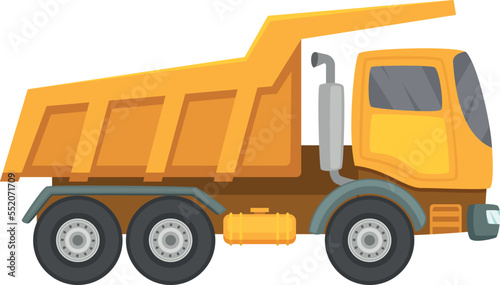 Industrial heavy truck. Dump vehicle side view