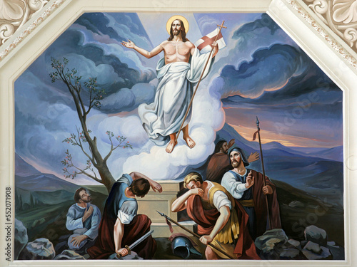 Murais de parede Resurrection of Christ, fresco in the parish church of the Exaltation of the Hol