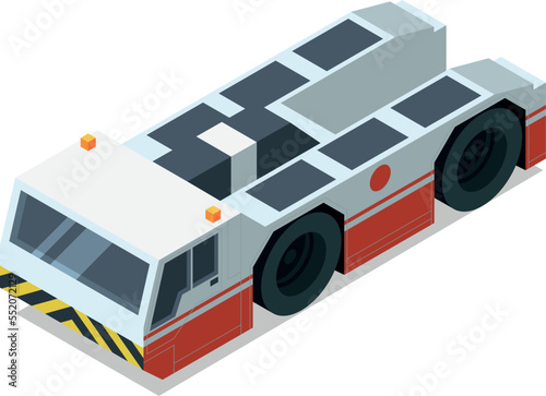 Pushback tractor. Isometric airport vehicle. Transport icon