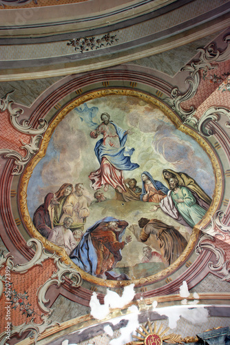 Ascension of Christ  fresco on the ceiling of the parish church of St. Nicholas in Hrascina  Croatia