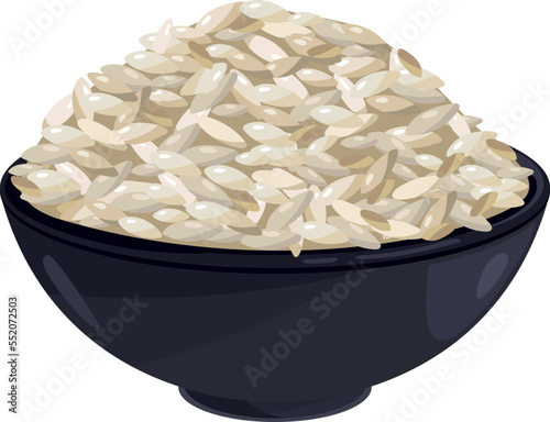 Rice bowl. Asian food dish. Realistic icon