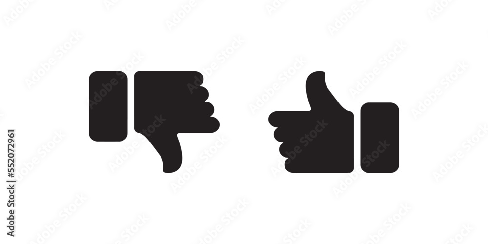 Hand Thumb Up and Hand Thumb Down Black Silhouette vector icon design template Hand Thumb Up and Hand Thumb Down Black Silhouette vector icon design template