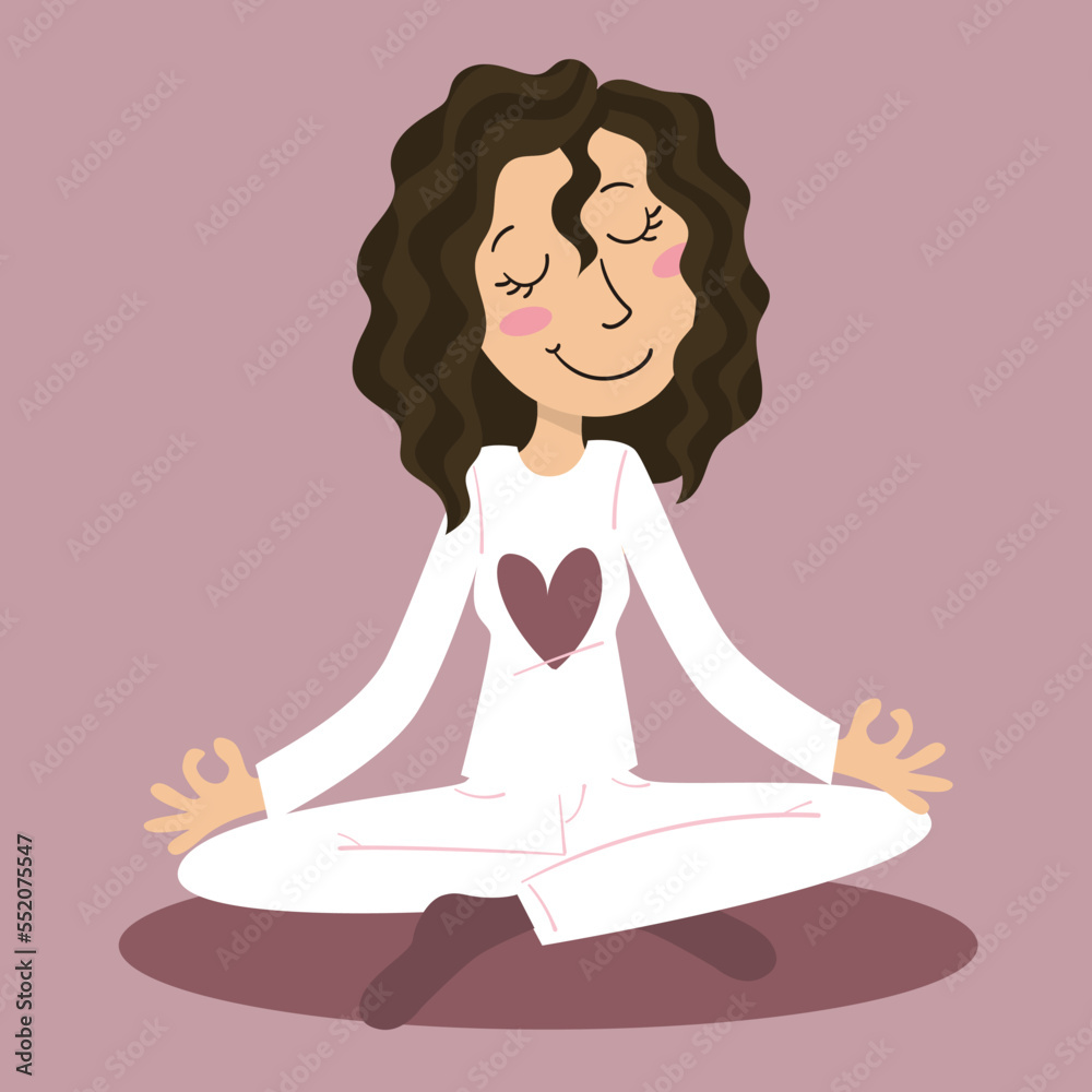 Illustration of a girl in the lotus flower yoga posture Illustration of a girl in the lotus flower yoga posture