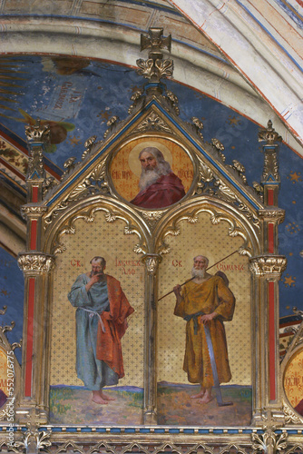 Saint James and Simon below, Prophet Micah above, iconostasis in the Greek Catholic Cathedral of the Holy Trinity in Krizevci, Croatia