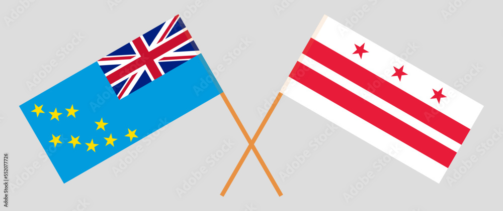 Crossed flags of Tuvalu and the District of Columbia. Official colors. Correct proportion Crossed flags of Tuvalu and the District of Columbia. Official colors. Correct proportion