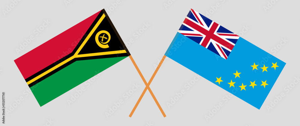Crossed flags of Vanuatu and Tuvalu. Official colors. Correct proportion Crossed flags of Vanuatu and Tuvalu. Official colors. Correct proportion