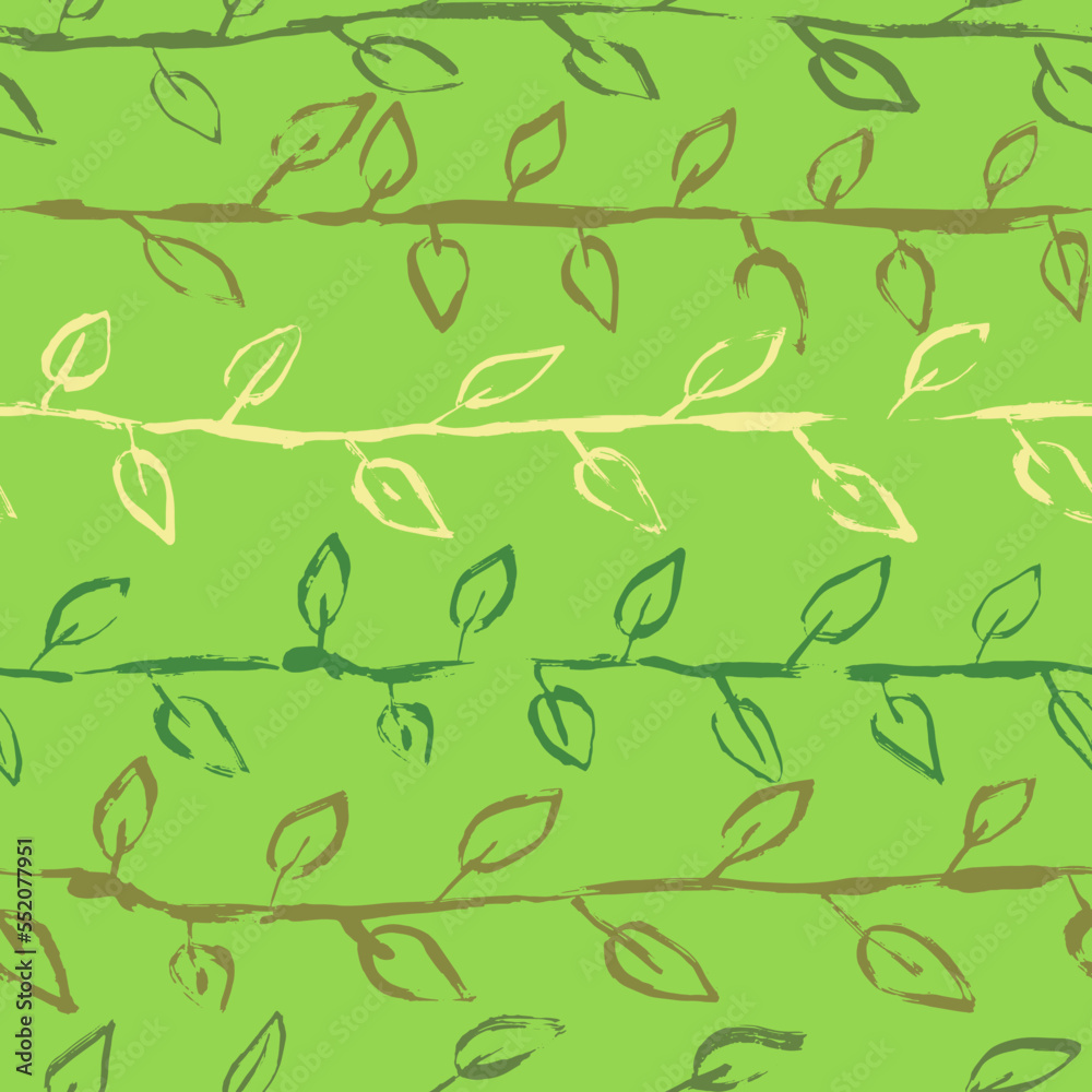 Abstract Hand Drawn Dry Brush Vector Seamless Leaves Pattern Abstract Hand Drawn Dry Brush Vector Seamless Leaves Pattern