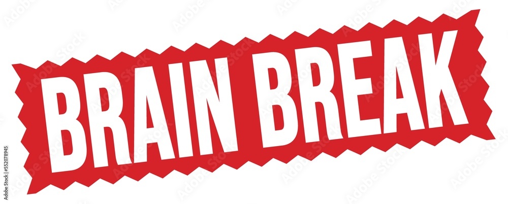 BRAIN BREAK text written on red stamp sign. BRAIN BREAK text written on red stamp sign.