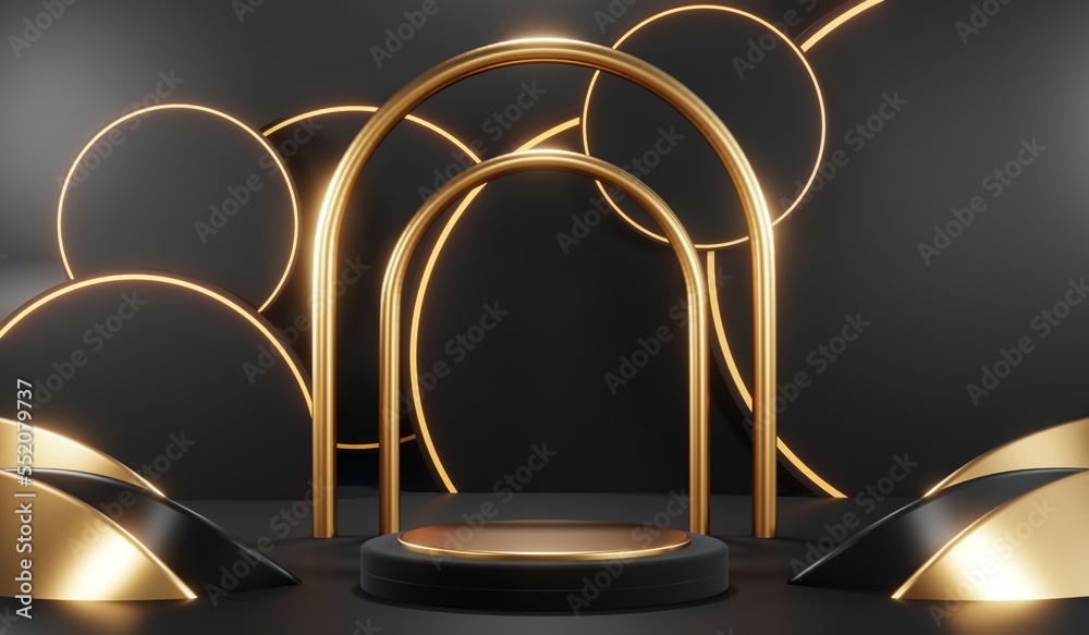 3D rendering of blank product background for cream cosmetics Modern black podium background 3D rendering of blank product background for cream cosmetics Modern black podium background