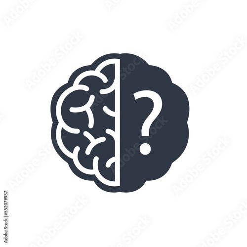 Mind, thought, psychology and mental illness concept. Vector flat color icon illustration. Symbol of creative thinking, brainstorming and dementia.
