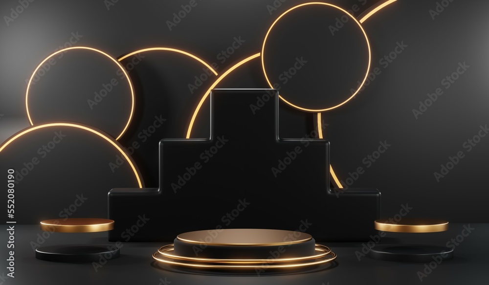 3D rendering of blank product background for cream cosmetics Modern black podium background 3D rendering of blank product background for cream cosmetics Modern black podium background