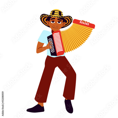 Vector Cute Cartoon Colombian Musician Illustration Isolated photo