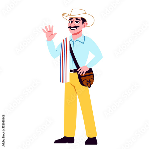 Obraz na plátně Vector Cute Cartoon Colombian Man Illustration Isolated