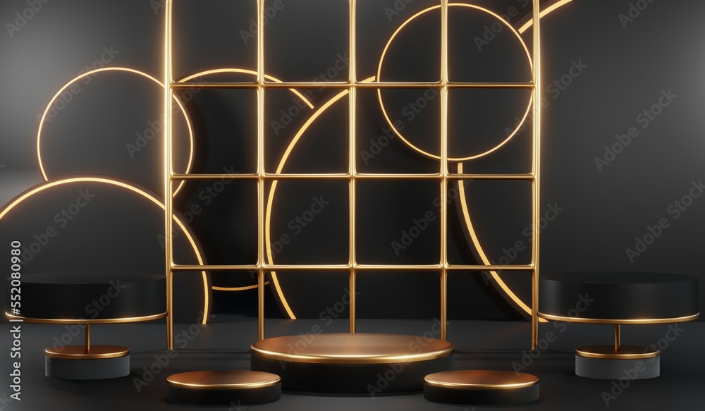 3D rendering of blank product background for cream cosmetics Modern black podium background 3D rendering of blank product background for cream cosmetics Modern black podium background