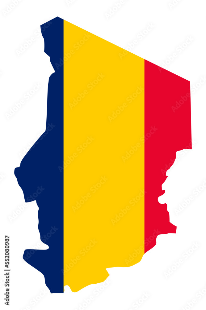 Fototapeta premium Chad map with flag african cartography