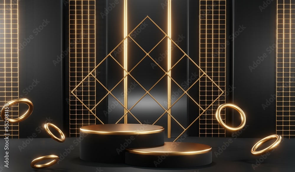 3D rendering of blank product background for cream cosmetics Modern black podium background 3D rendering of blank product background for cream cosmetics Modern black podium background