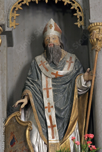 Saint Methodius, a statue on the main altar in the parish church of Saint Margaret in Gornji Dubovec, Croatia