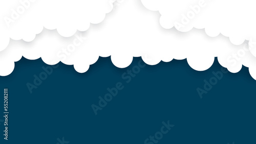 Blue paper cut background with copy space. Cloud paper cut background, fit for poster, banner, backdrop, cover or presentation