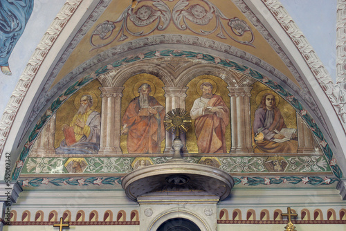 Evangelists, fresco in the parish church of the Holy Trinity in Karlovac, Croatia
