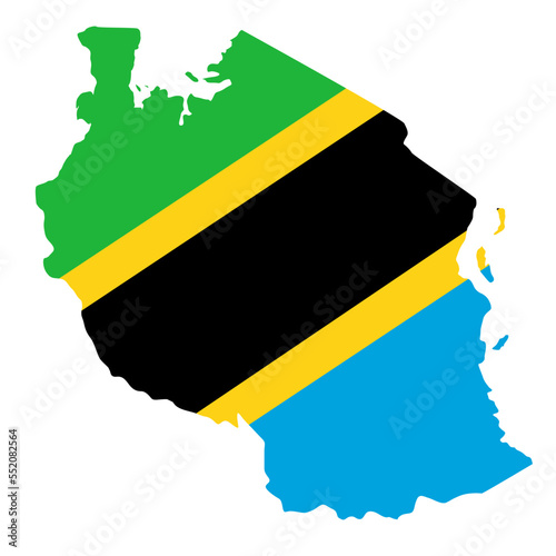 Tanzania map with flag african cartography photo