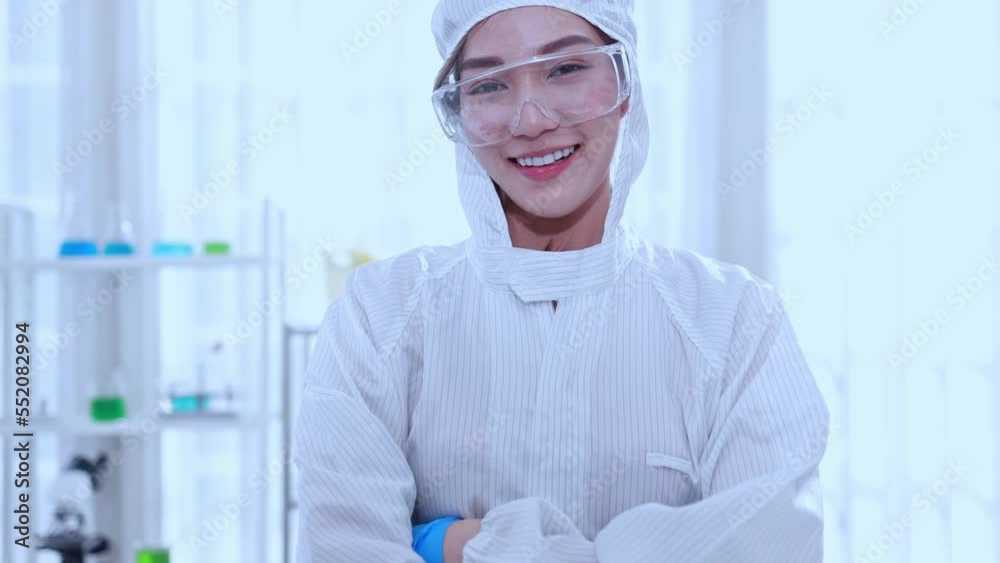 Portrait Beautiful Asian female scientist in laboratory Portrait Beautiful Asian female scientist in laboratory