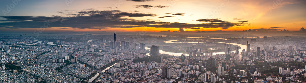 Aerial view Skyscrapers flying by drone of Ho Chi Minh City, Vietnam Aerial view Skyscrapers flying by drone of Ho Chi Minh City, Vietnam