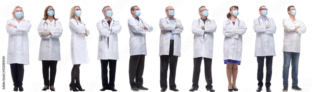 group of doctors in mask isolated on white group of doctors in mask isolated on white