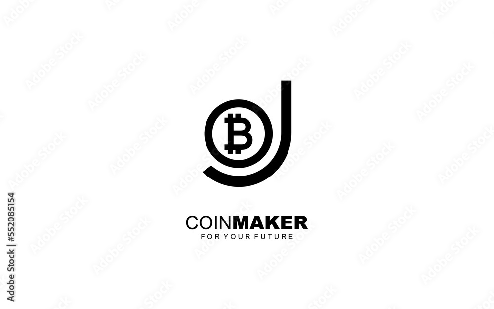 J logo BITCOIN for identity. CRYPTO CURRENCY template vector illustration for your brand.