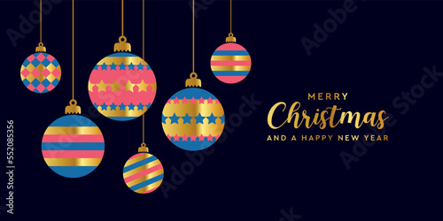 christmas bauble decoration different pattern and confetti
