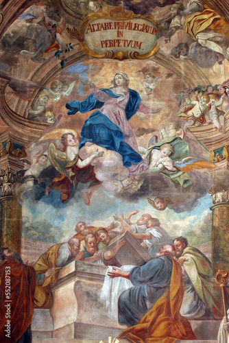 Assumption of the Virgin Mary, main altar, fresco in the Church of the Assumption of the Virgin Mary in Samobor, Croatia