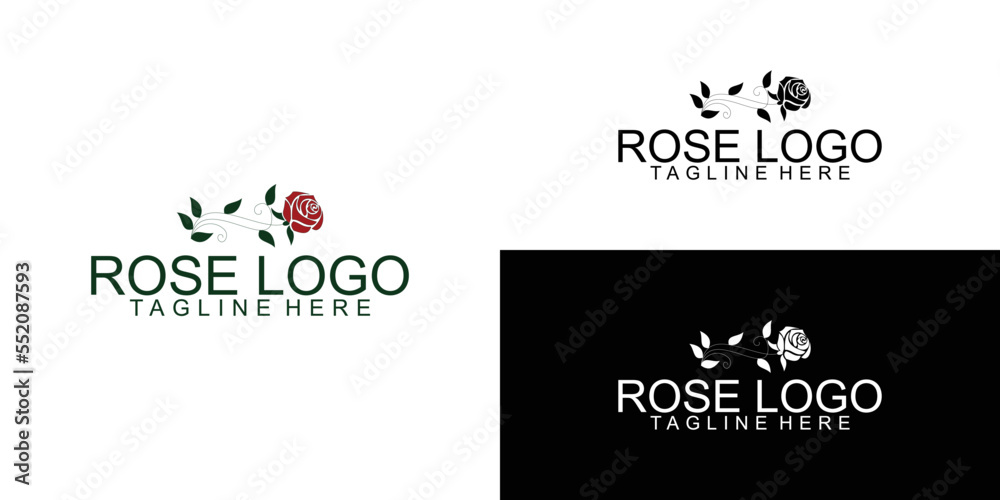 Simple rose logo design with unique concept premium vector
