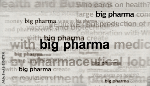 Big Pharma headline titles media with 3d illustration