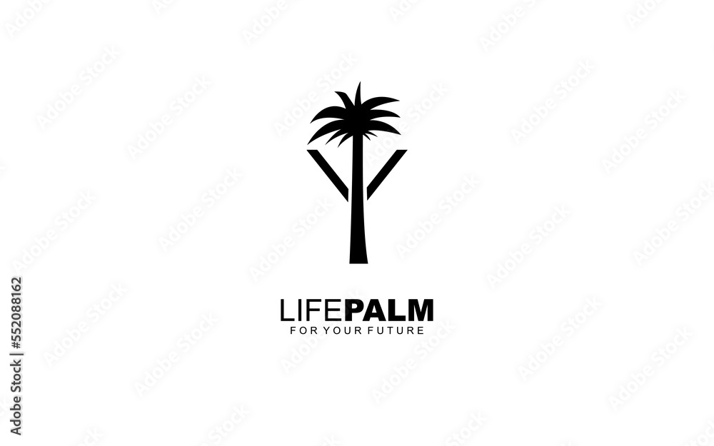 Y logo PALM for identity. tree template vector illustration for your brand.