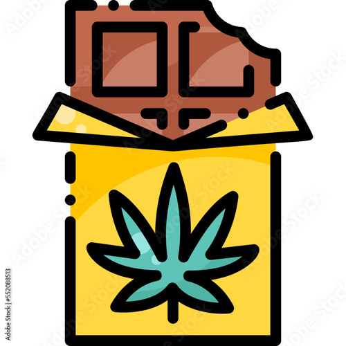 Cannabis Chocolate drug marijuana tobacco cannabinoids herb herbal  filled color line icon