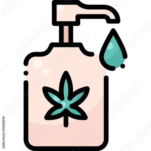 Cannabis Lotion drug marijuana tobacco cannabinoids herb herbal  filled color line icon