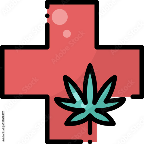 Cannabis Medical drug marijuana tobacco cannabinoids herb herbal  filled color line icon