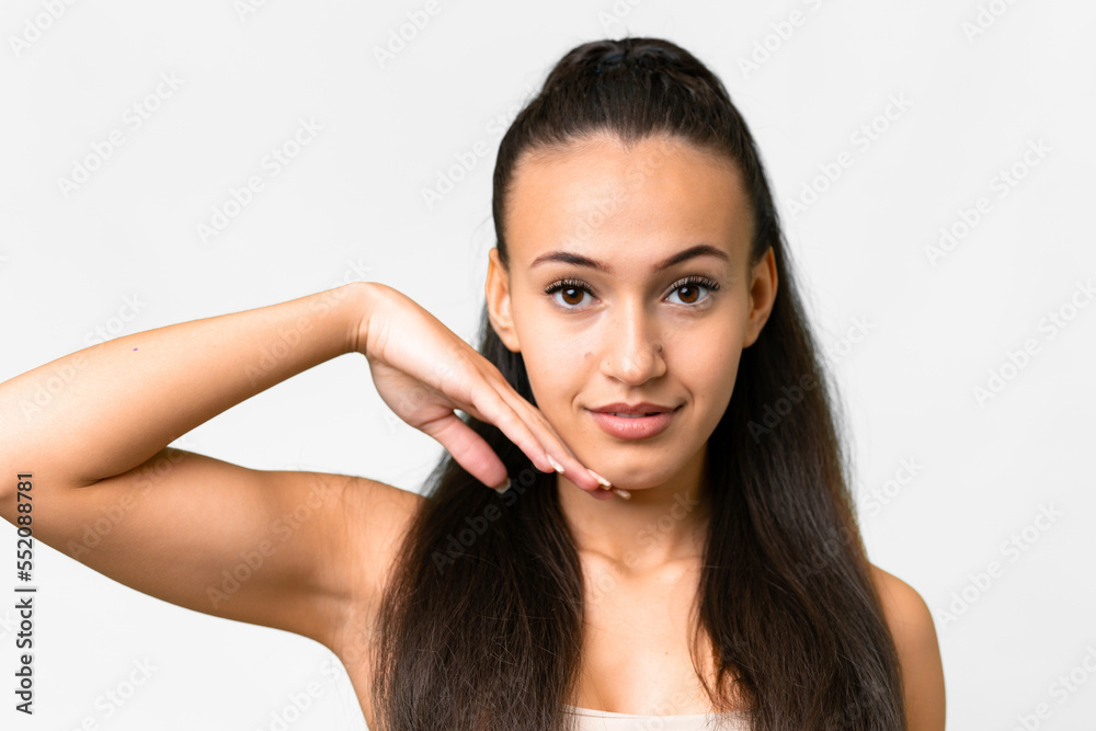 Portrait of pretty young Arabian woman over isolated background Portrait of pretty young Arabian woman over isolated background