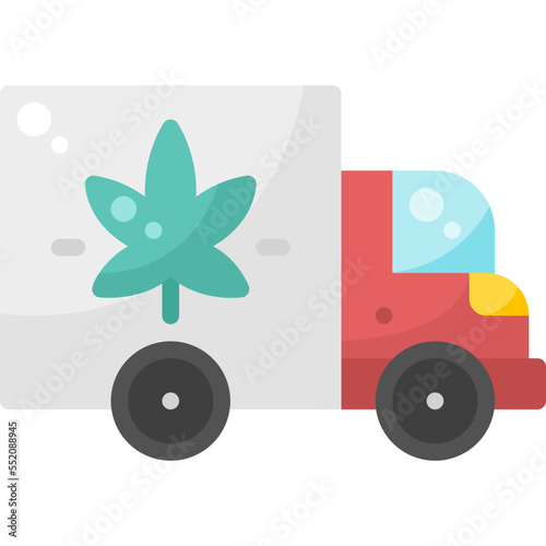Cannabis Delivery Truck drug marijuana tobacco cannabinoids herb herbal  flat icon