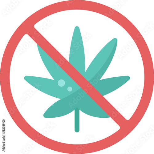 No Allow Cannabis drug marijuana tobacco cannabinoids herb herbal  flat icon