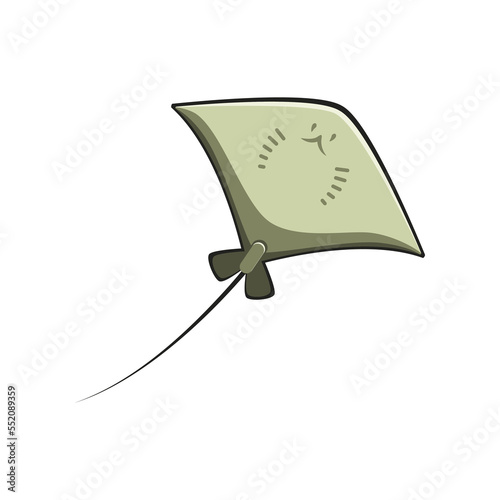 Comic stingray bottom view flat vector illustration. Cute fish cartoon character with eyes, manta ray, adorable sea creature isolated on white background. Animals, wildlife, nature concept
