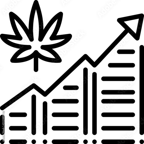 Cannabis Stock Market drug marijuana tobacco cannabinoids herb herbal line outline icon