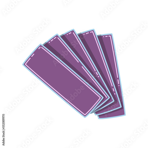Stack of purple wax strips cartoon illustration. Cartoon drawing of leg hair removal equipment isolated on white background. Cosmetology, depilation, hygiene, beauty concept