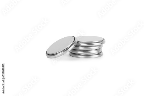 button lithium batteries isolated on white background with clipping path.