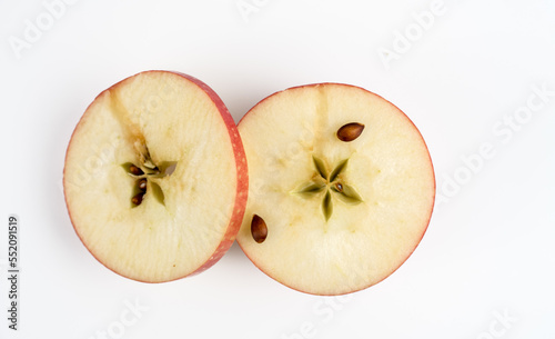 slices of  Pink Lady eating apple isolated on a white background