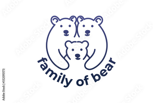 Funny Cute Ice Polar Grizzly Bear Family Cartoon Logo Design Vector