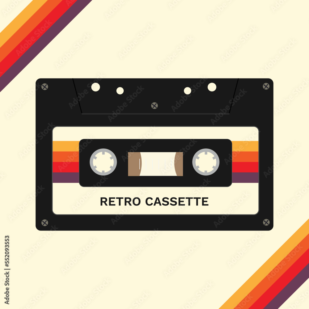 retro audio cassette in black
