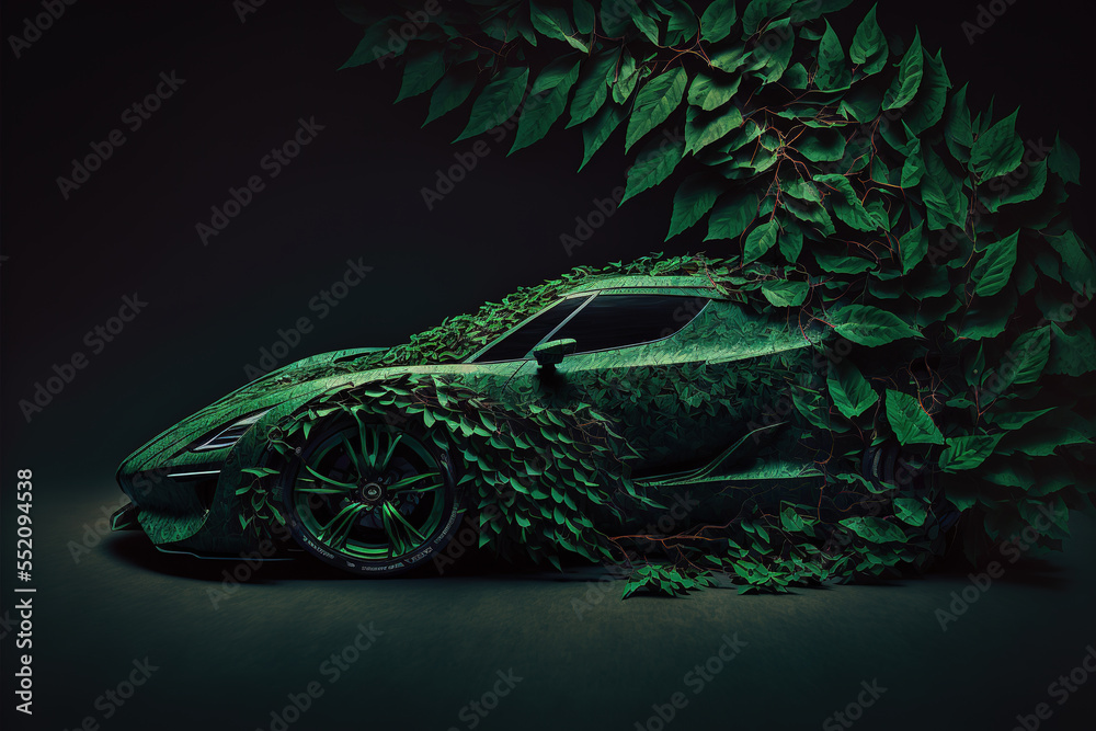 Fototapeta premium green sports car concept ,mada with generative AI