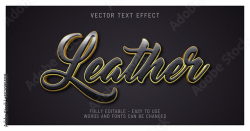 Leather editable text effect template 3d style