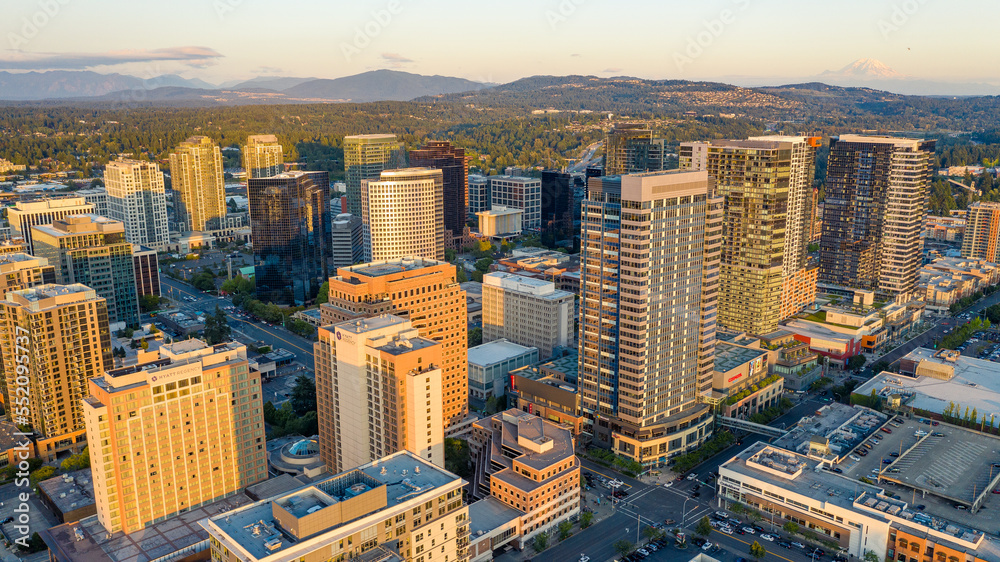 Fototapeta premium Aerial Views of Bellevue City Washington, USA